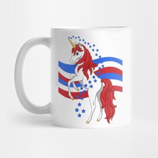 Red White Blue Patriotic American Unicorn Mug